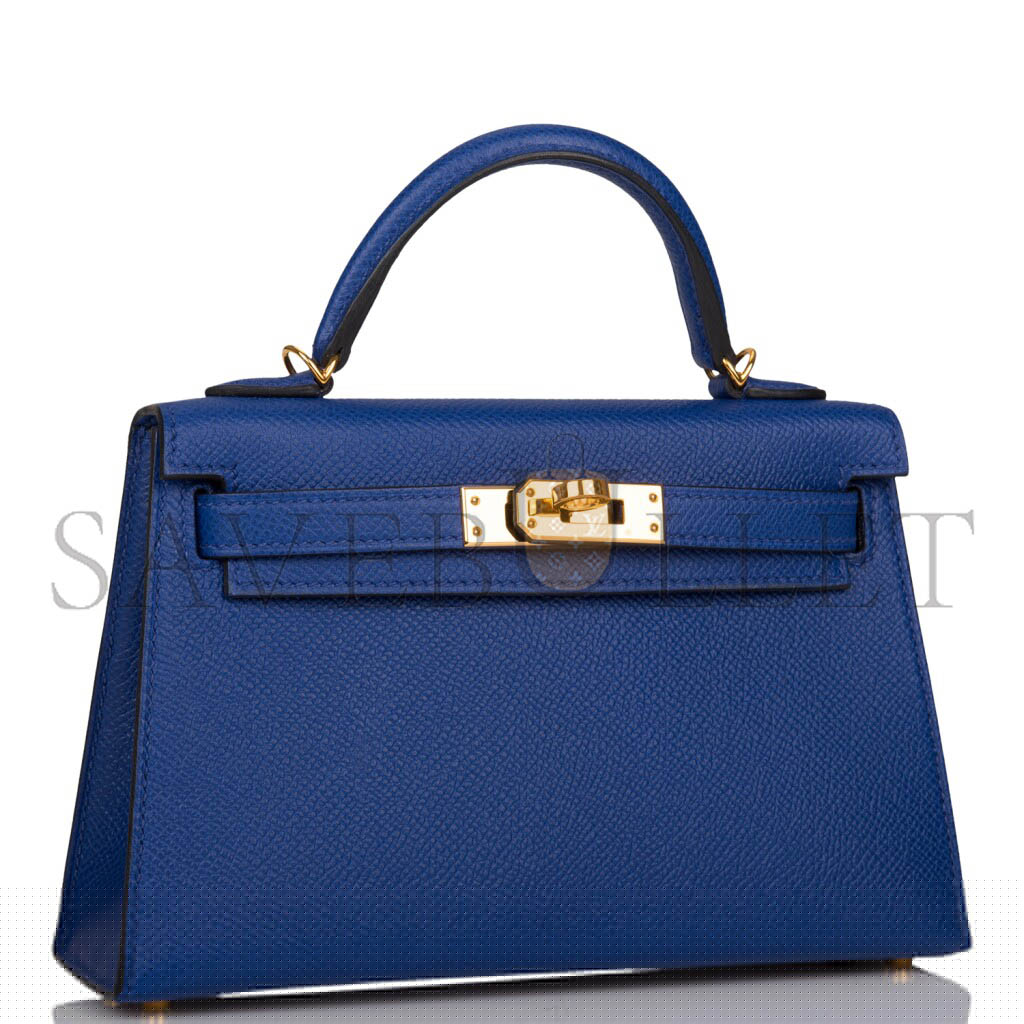 HERMÈS MASTER MINI KELLY II EPSOM ELECTRIC BLUE GOLD HARDWARE (19*12*5.5cm)